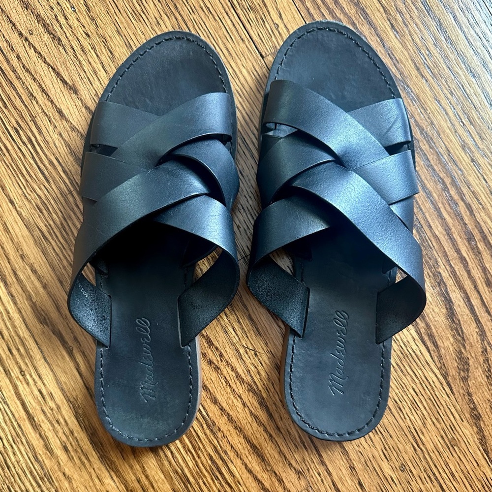 Madewell Black Crisscross Leather Sandals